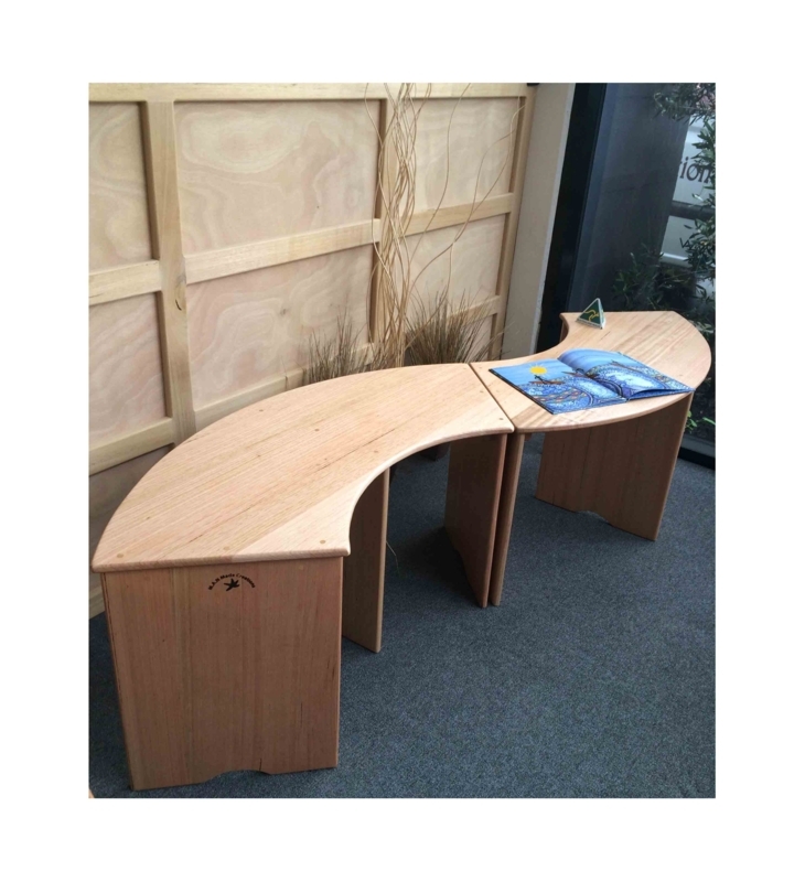 Large Curved Wooden Table for Creative Spaces
