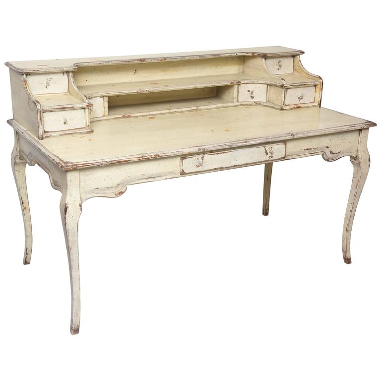 Large Distressed Painted French Country Desk