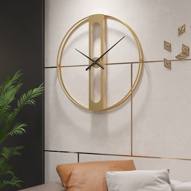 Large Modern Minimalist Wall Clock Black/gold Double Circle - Etsy UK