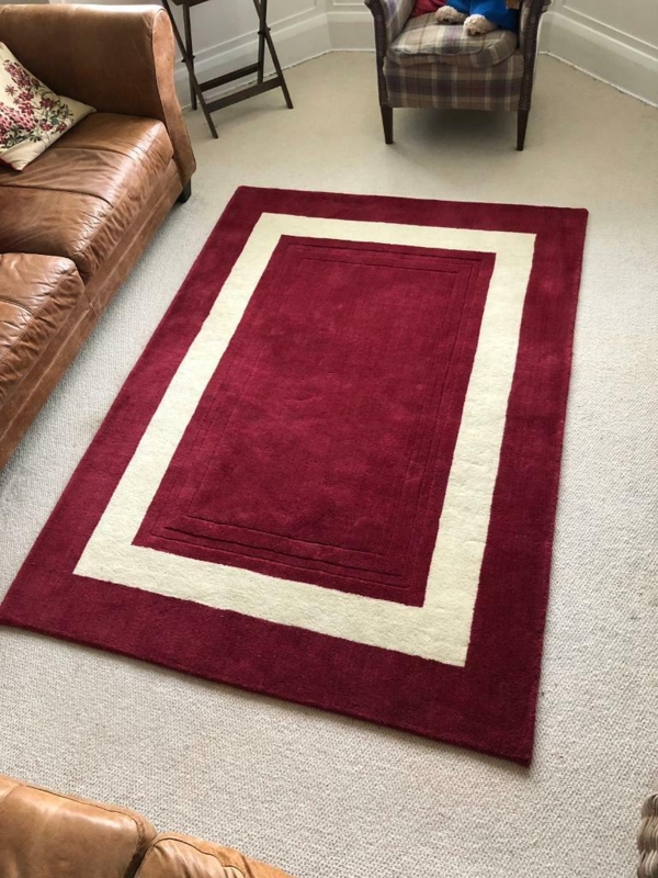 Laura Ashley Cranberry and Ivory Border Rug