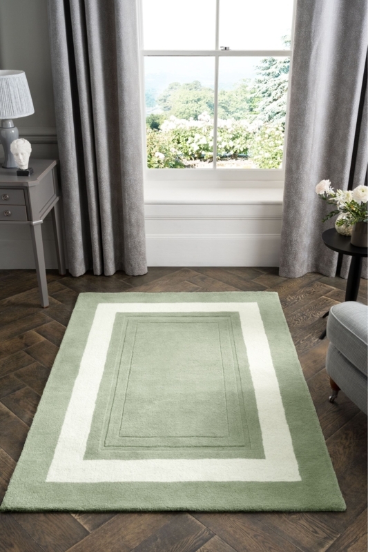 Laura Ashley Lewes Sage Green Border Rug