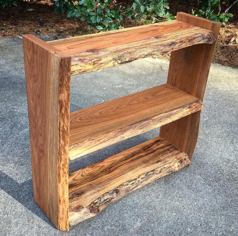 Live Edge Natural Wood Rustic Bookcase