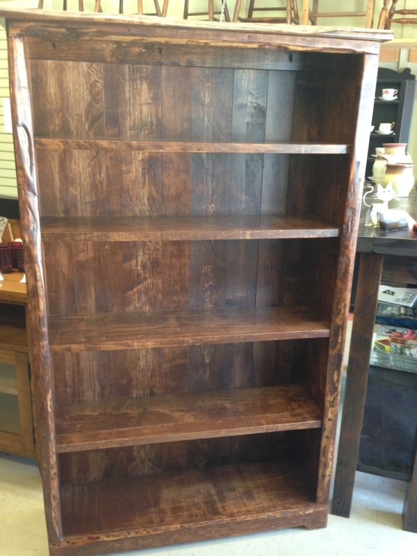 Live Edge Wormy Maple Bookcase with Brandy Finish