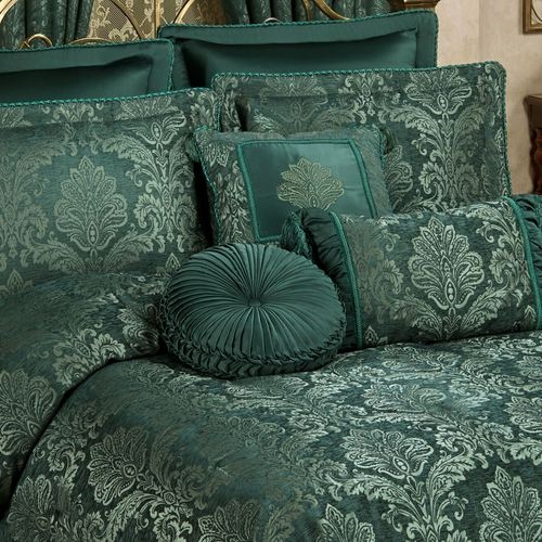 Luxurious Emerald Green Damask Comforter Set