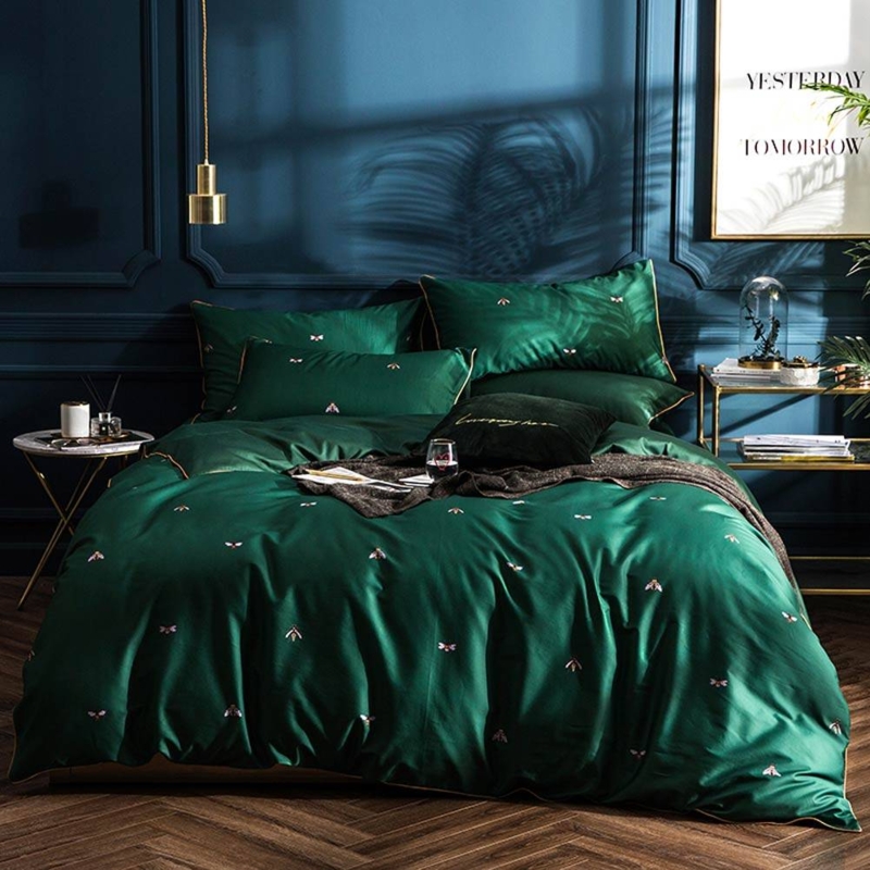 Luxurious Emerald Green Egyptian Cotton Duvet Set