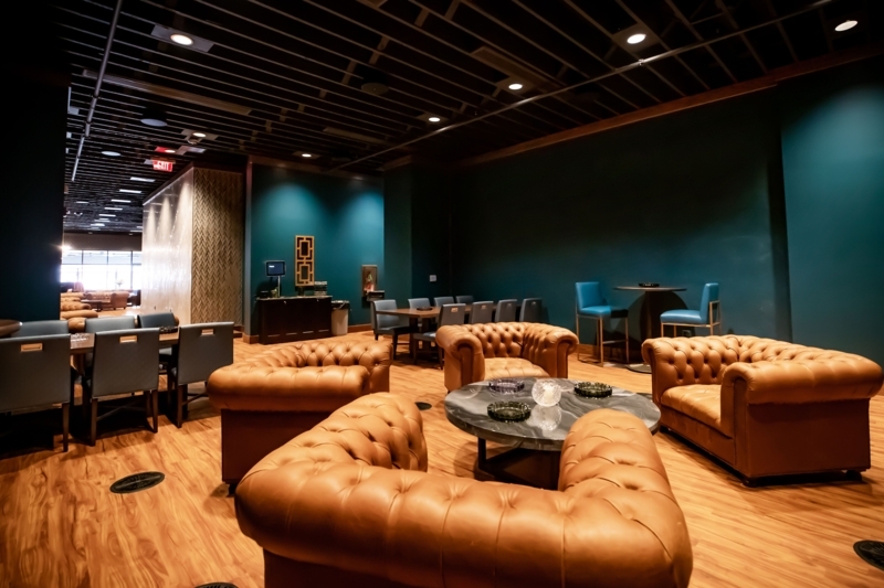 Luxurious Leather Seating in Modern Cigar Lounge