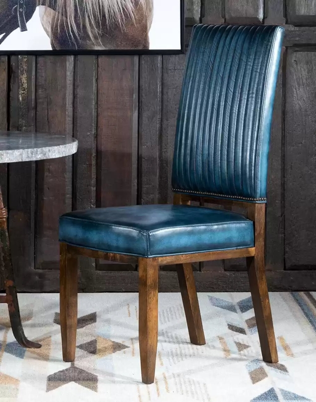 Blue Leather Dining Chairs