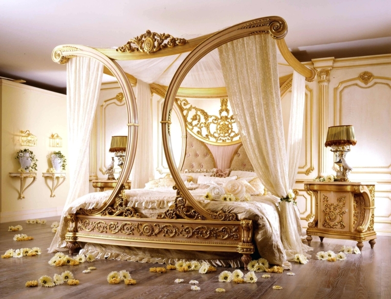 Luxury Ornate Canopy Bed with Elegant Drapes
