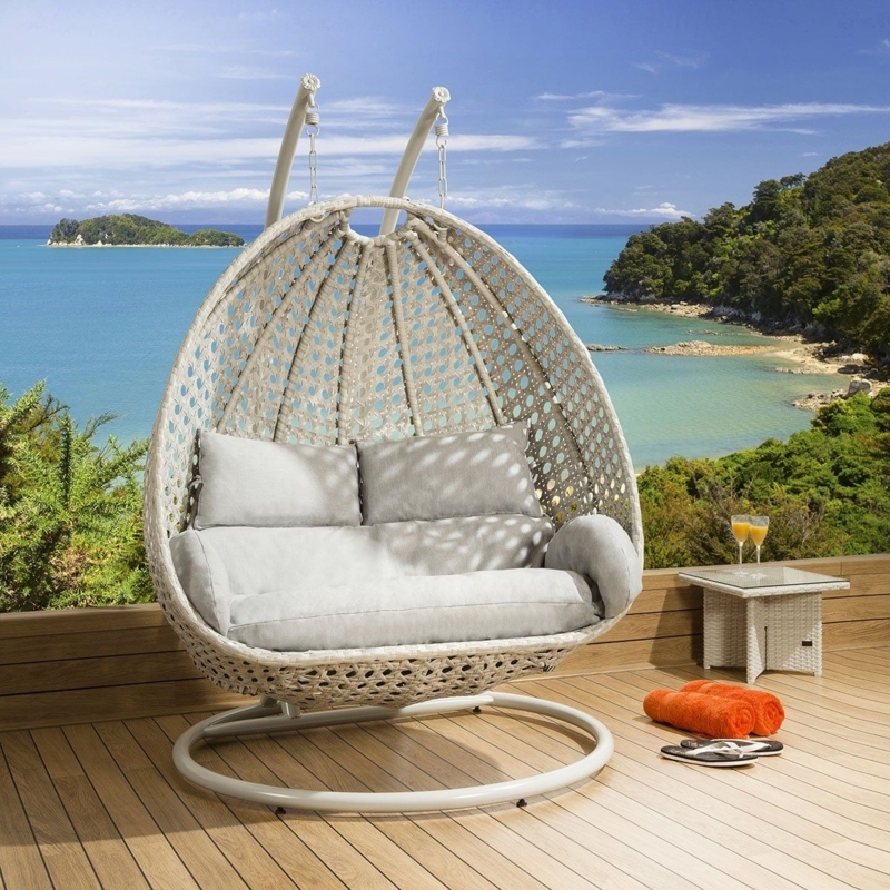 Luxury Stone Grey Outdoor Two-Person Garden Pod Swing