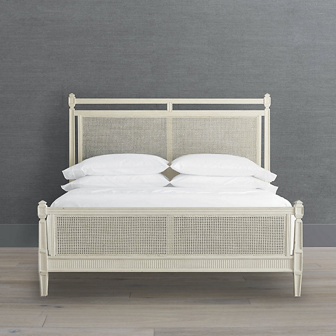 Marion French Cane Bed with Rattan and Mahogany