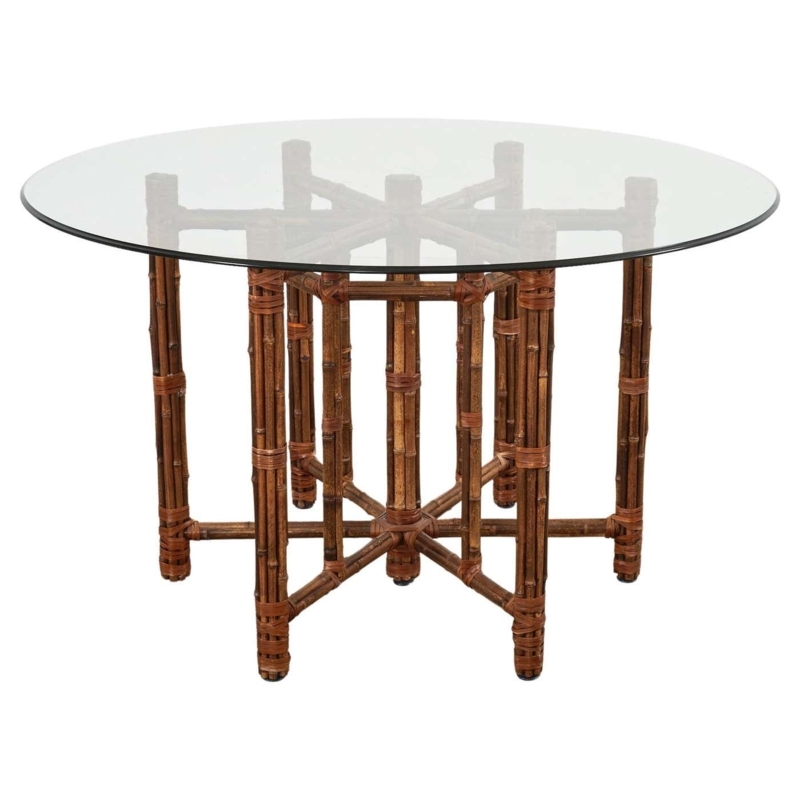 McGuire Hexagonal Bamboo Rattan Glass Dining Table