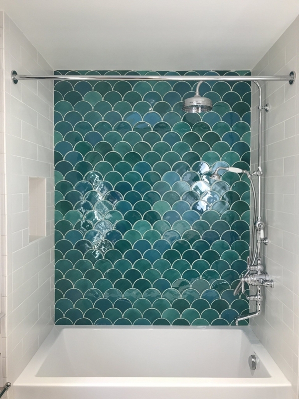 Mermaid Scale Bathroom Tile Accent Wall