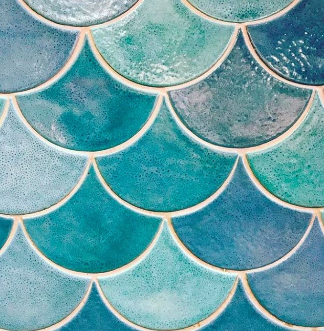 Mermaid Scale Tiles in Ocean Blue Shades