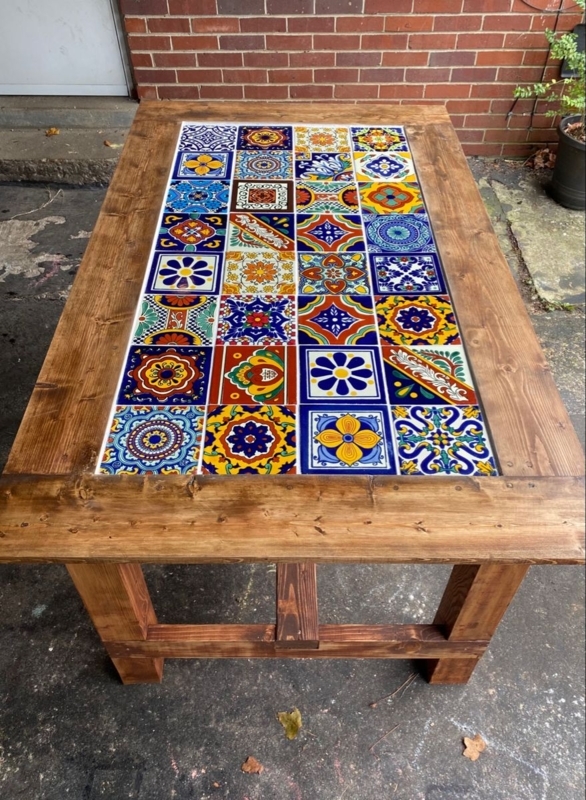 Mexican Tile Table | Etsy | Tile table, Mexican tile table, Tile patio ...