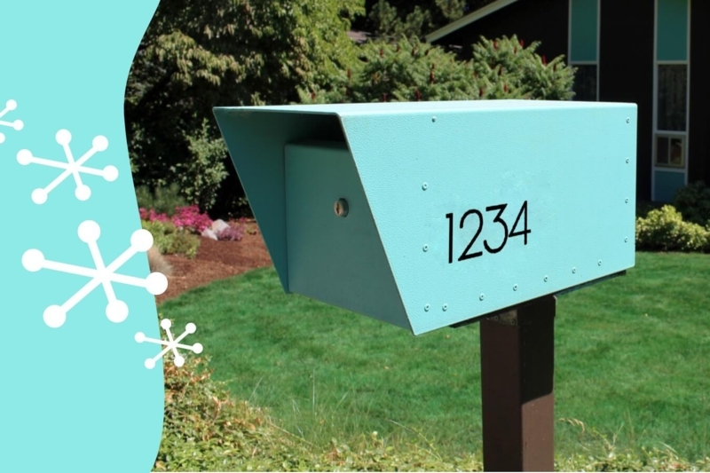 Mid-Century Modern Blue Outdoor Mailbox Design