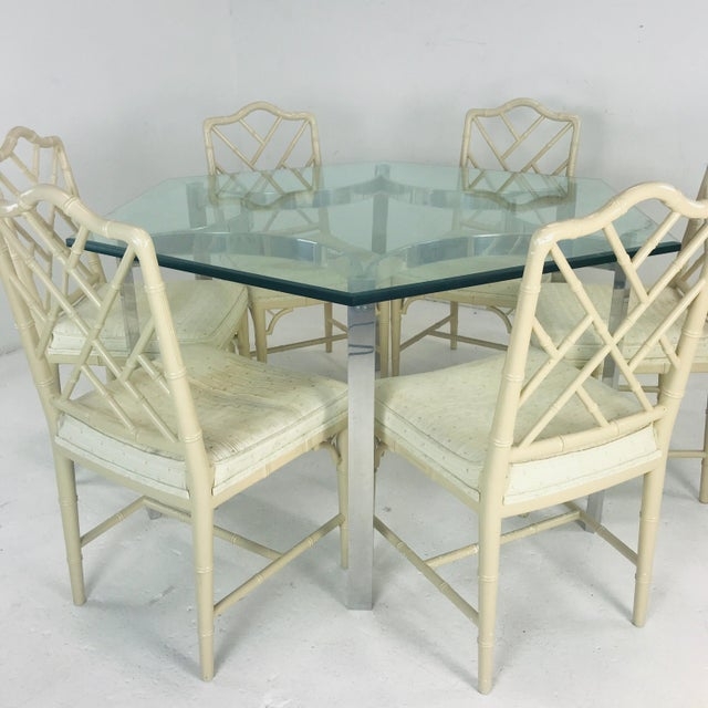 Mid-Century Modern Hexagonal Glass Dining Table