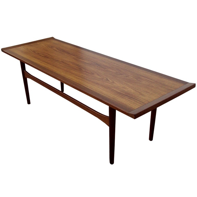 Mid-Century Modern Long Narrow Wooden Coffee Table
