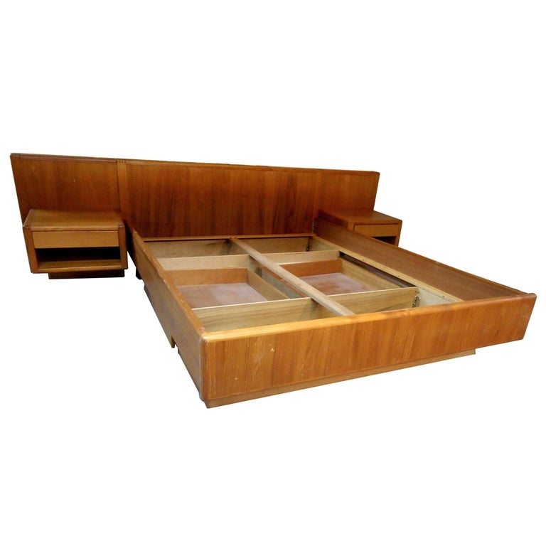 Mid-Century Modern Platform Storage Bed