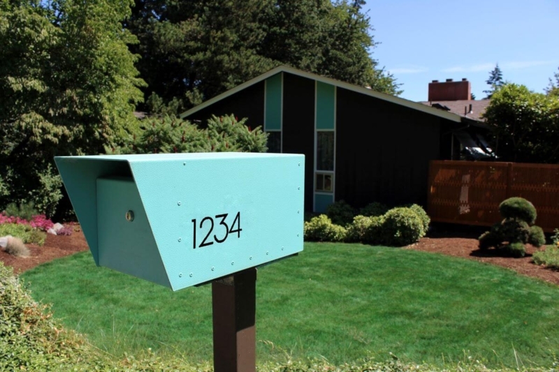 Mid-Century Modern Style Turquoise Mailbox Design