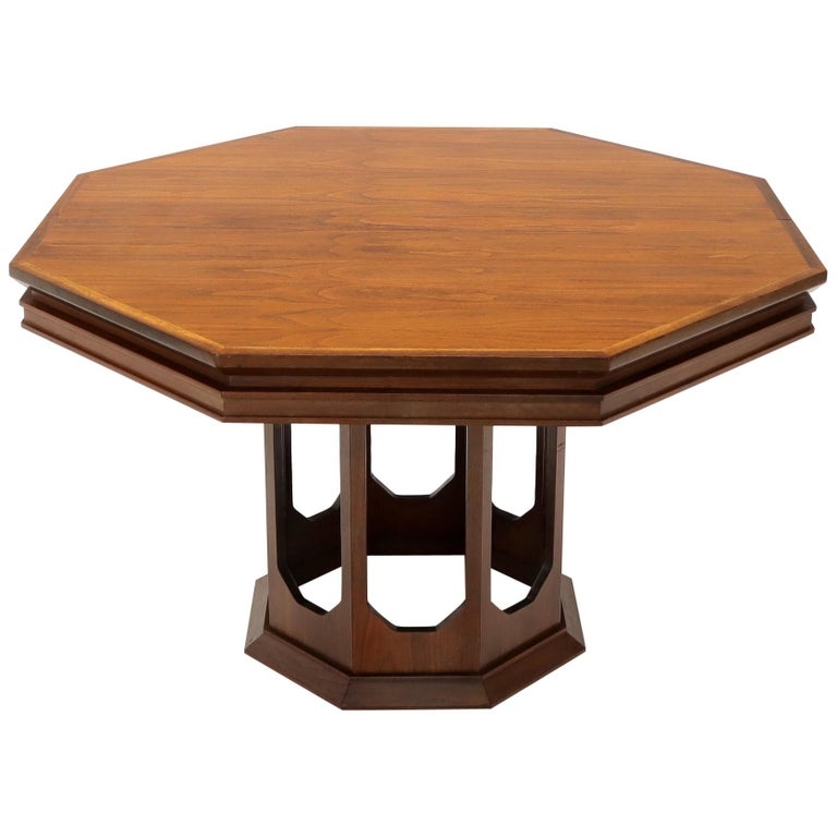 Mid-Century Modern Walnut Hexagon Dining Table