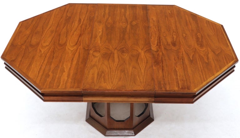 Mid-Century Modern Walnut Hexagon Dining Table