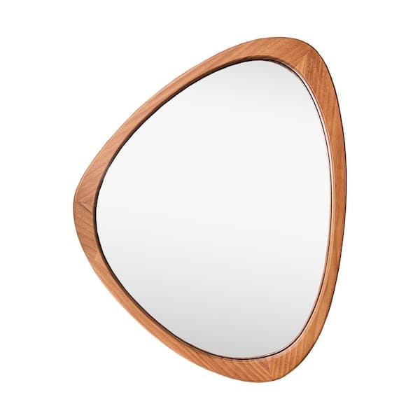 Mid Century Modern Wooden Framed Round Mirror