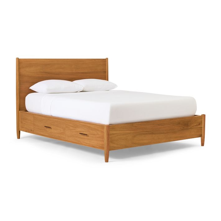 Mid-Century Modern Wooden Storage Bed