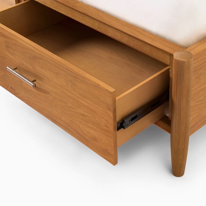 Mid-Century Modern Wooden Storage Bed Drawer