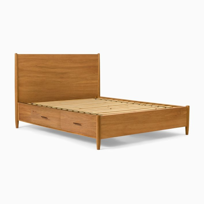 Mid-Century Modern Wooden Storage Bed