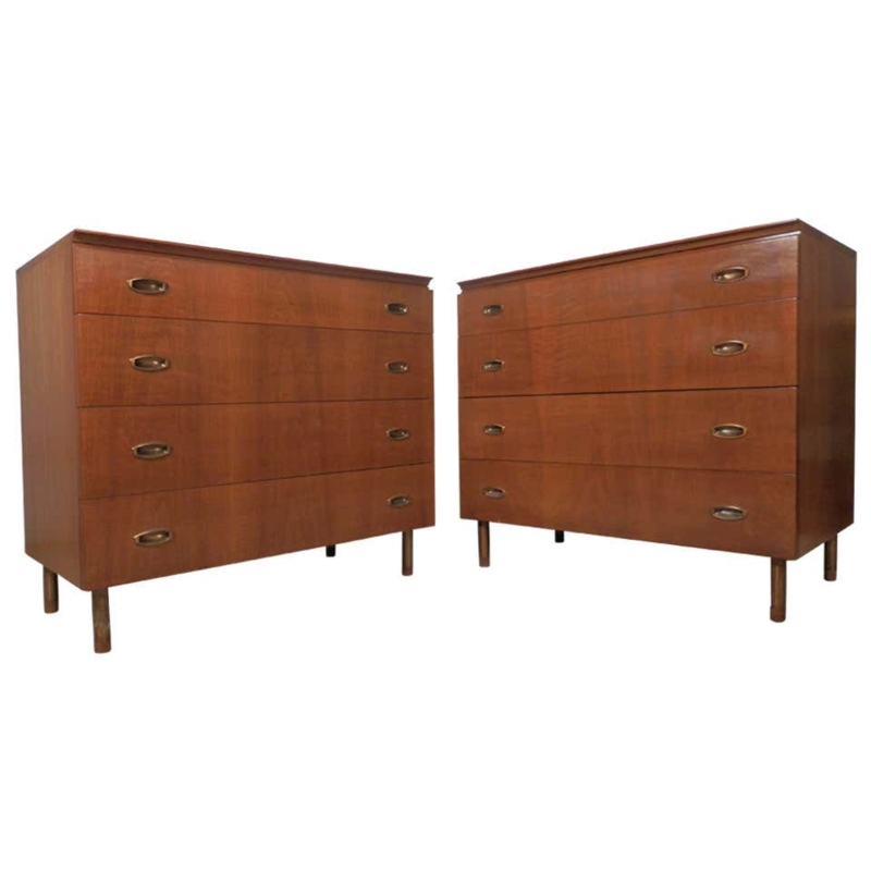 Mid-Century Vintage His and Hers Wooden Dressers