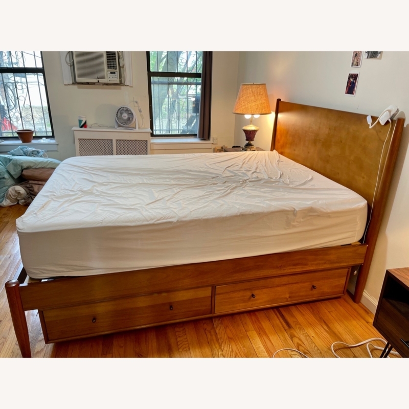 Mid Century Wooden Storage Bed with Drawers