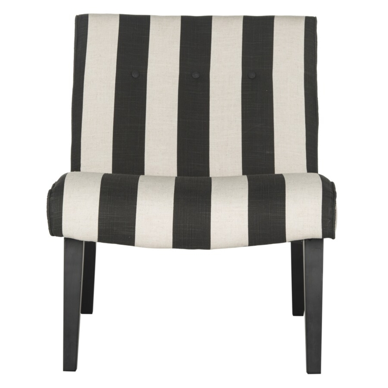 Midcentury Black and White Striped Accent Chair