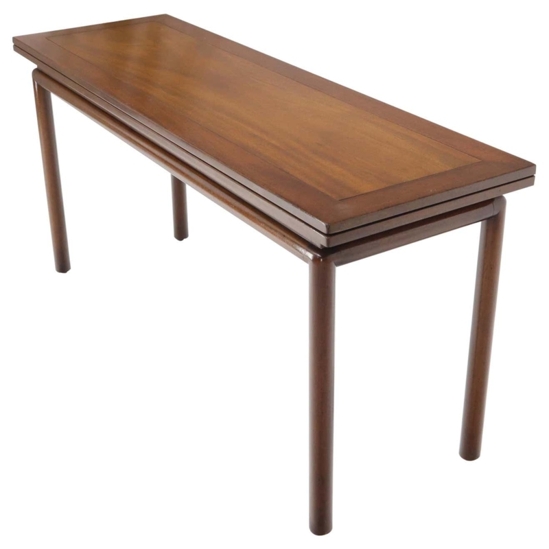 Midcentury Walnut Flip Top Console Dining Table