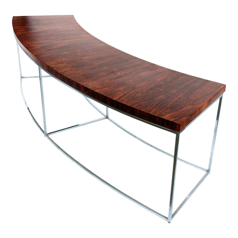 Milo Baughman Rosewood and Chrome Curved Bench Table