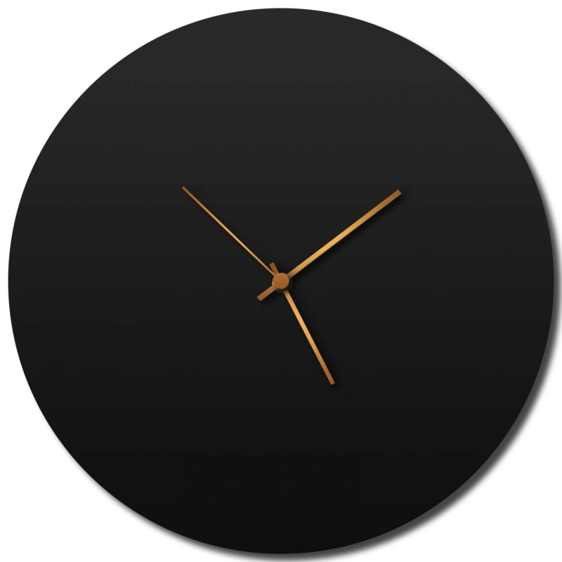 Minimalist Black Wall Clock with Gold Hands