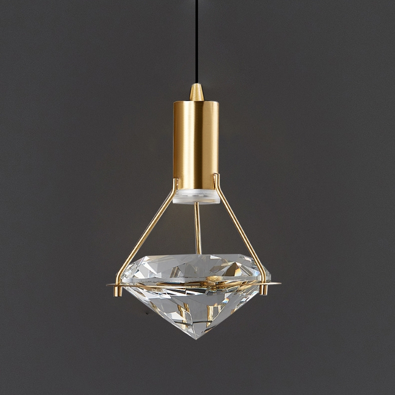 Minimalist Gold Crystal Pendant Light