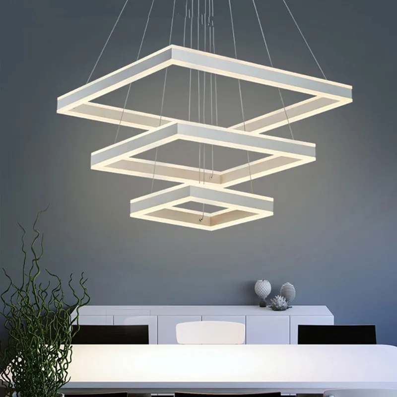 Minimalist Post Modern Rectangular Acrylic LED Chandeliers