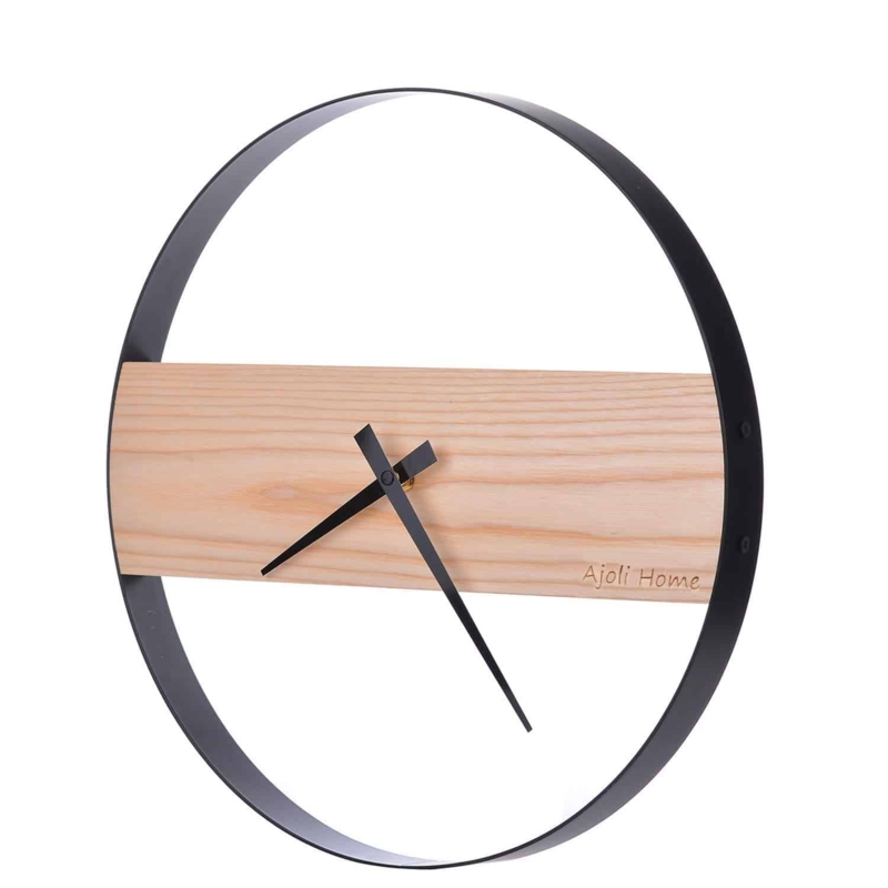 Minimalist Wooden and Metal Wall Clock Design
