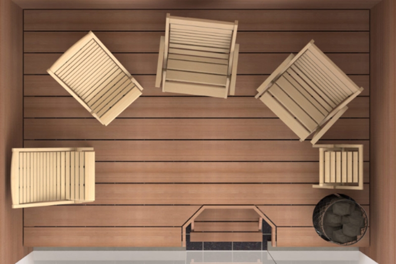 Minimalist Wooden Sauna Chairs and Loungers