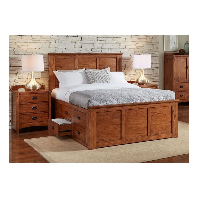 Mission Hill Queen Captains Bed with Storage Drawers