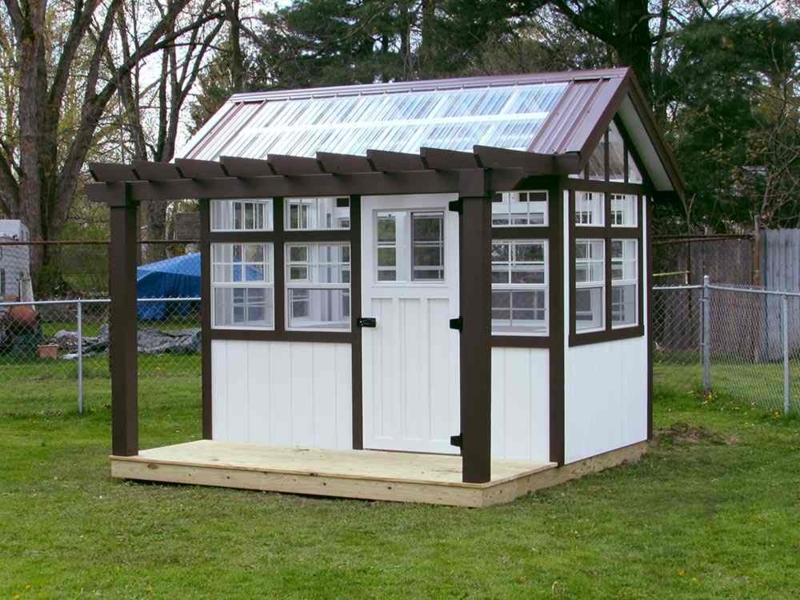 Modern 6x10 Greenhouse Potting Shed with Pergola