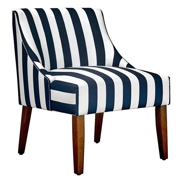 Modern Black and White Striped Accent Chair