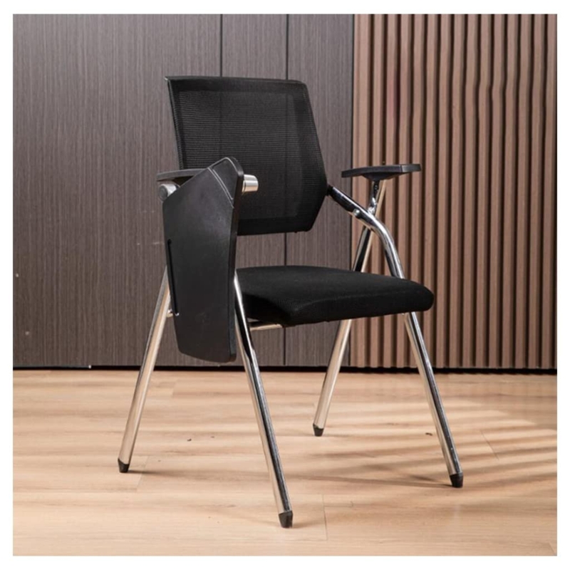 Modern Black Mesh Student Chair with Attached Desk