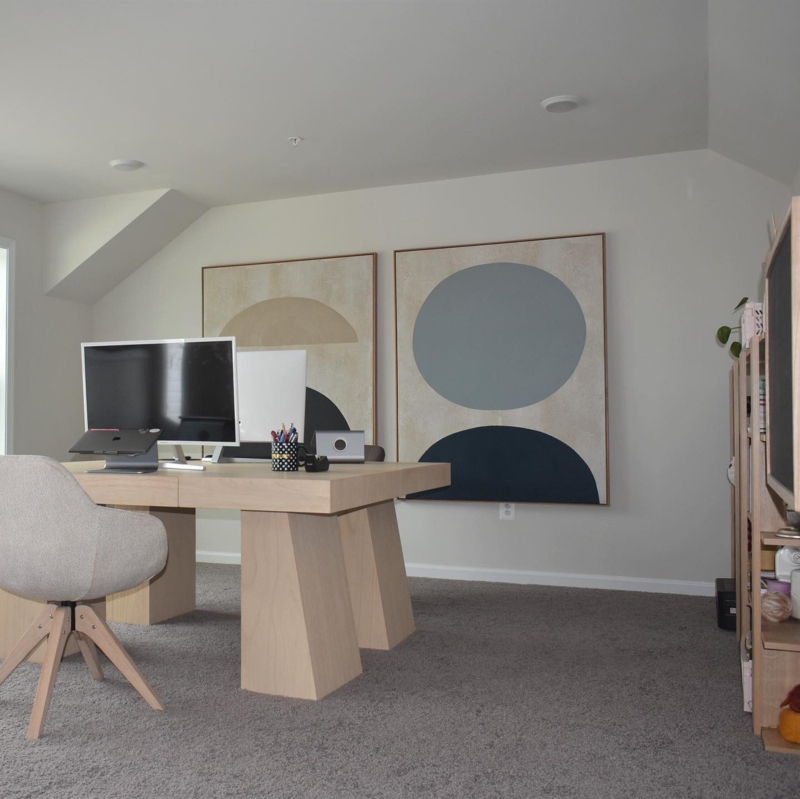 Modern Bleached Oak Desk Home Office Setup