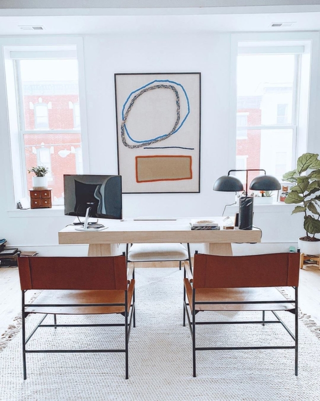 Modern Bleached Oak Desk Home Office Setup