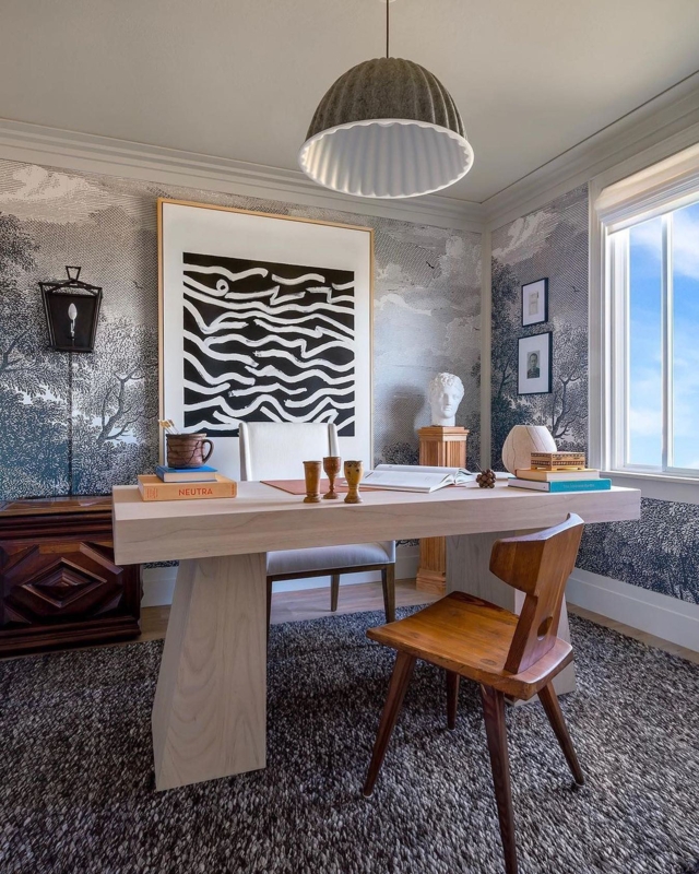 Modern Bleached Oak Desk in Artistic Home Office