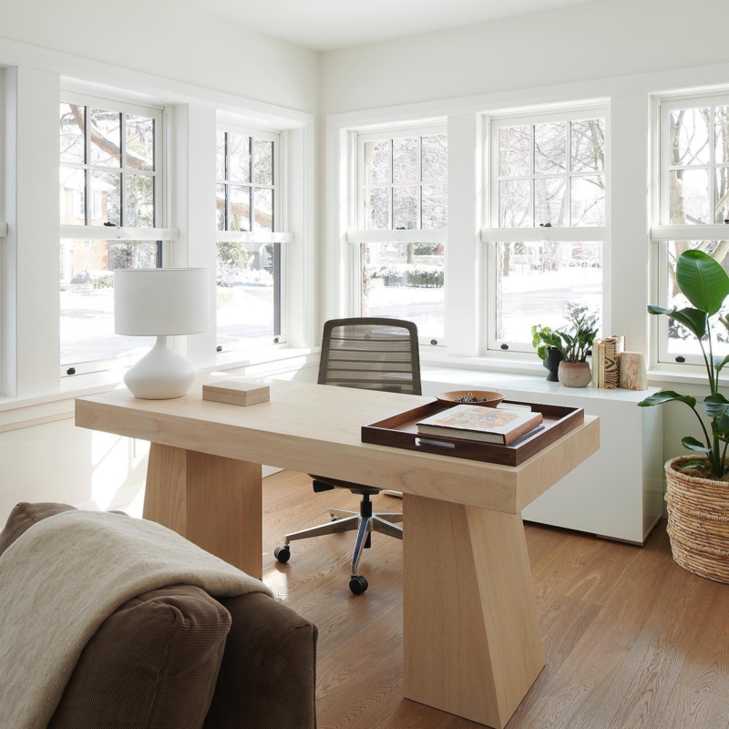 Modern Bleached Oak Desk in Bright Home Office