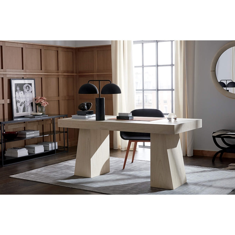 Modern Bleached Oak Desk with Sleek Design
