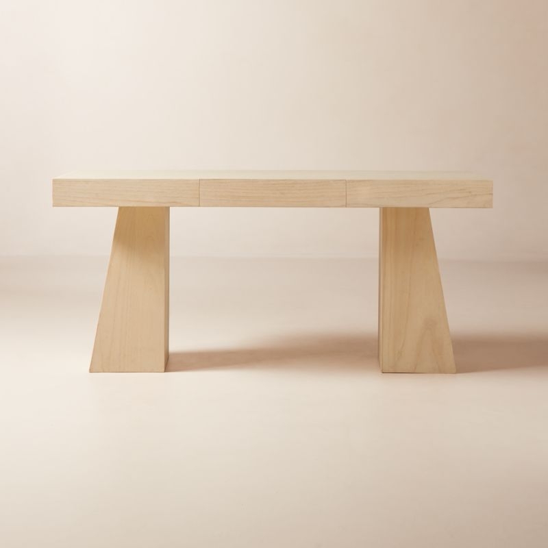 Modern Bleached Oak Desk with Sleek Drawer