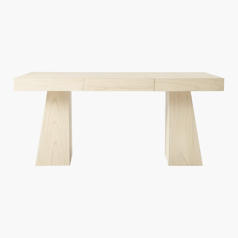 Modern Bleached Oak Desk with Storage Drawer